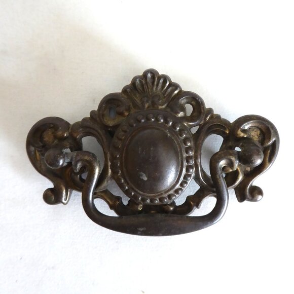 VINTAGE DRAWER HANDLE PULL BRASS HARDWARE SET - Picture 2 of 15